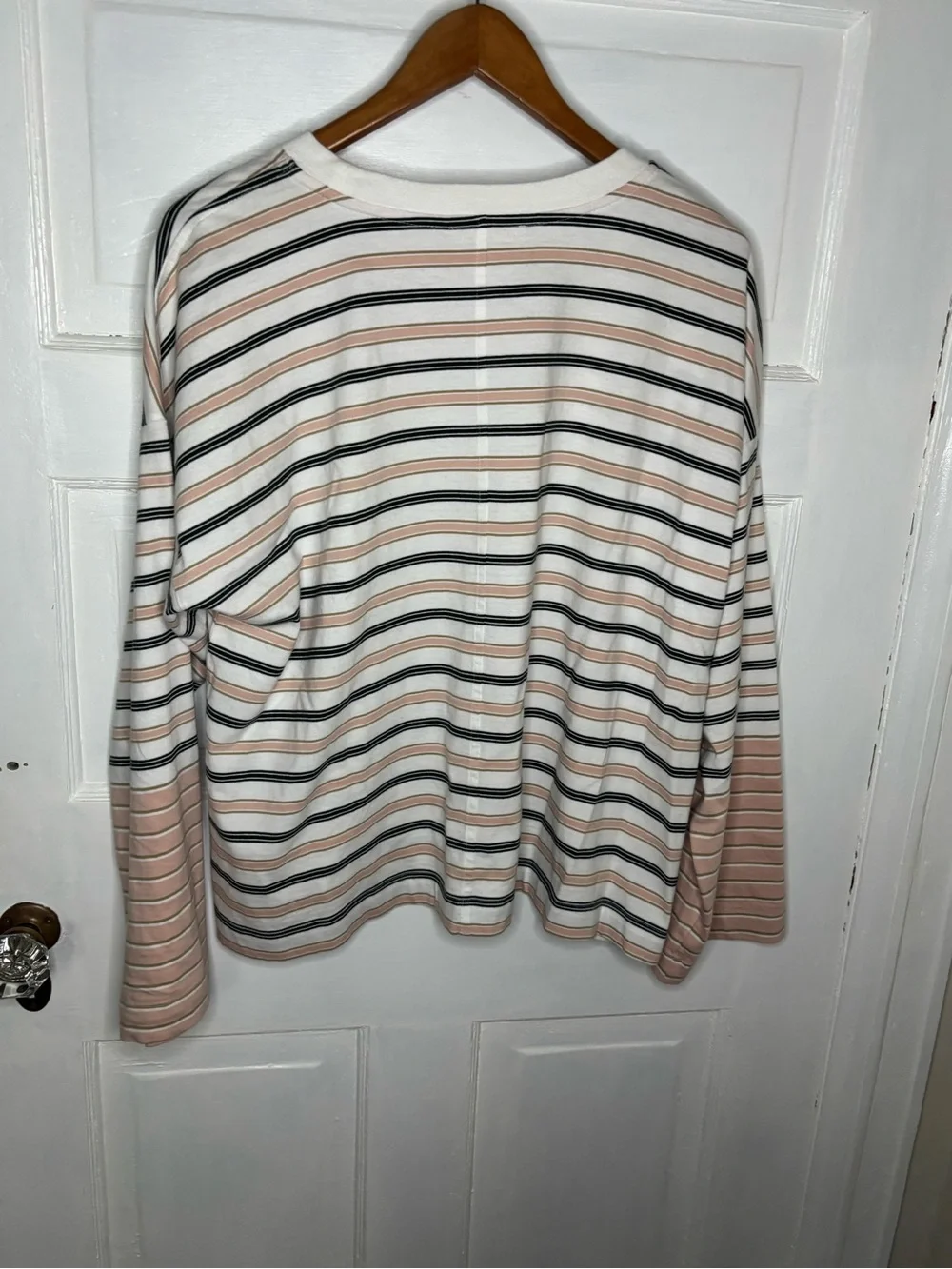 Madewell Easy Crewneck Striped Top in White, Blush & Black - Picture 2 of 8